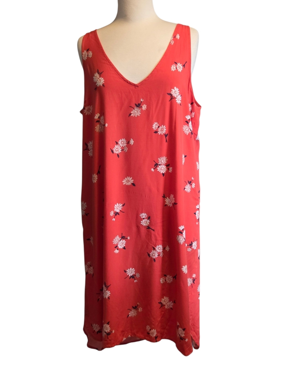 Old Navy Coral Floral V-Neck Sleeveless Midi Dress Size XLT